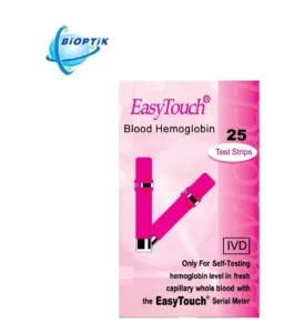 Hemoglobino kiekio tyrimo juostelės BIOPTIK EasyTouch® (25 vnt)