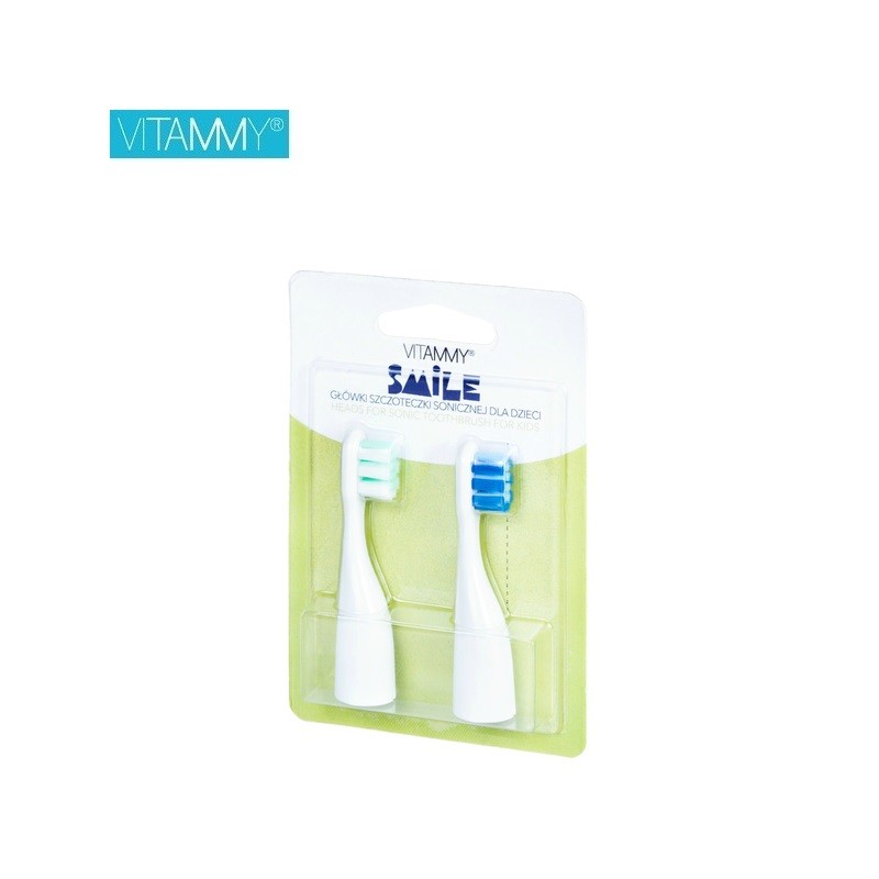 Antgaliai dantų šepetėliui VITAMMY Smile (mėlynas ir žalias) (2 vnt.)