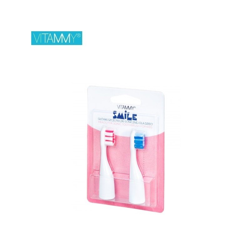 Antgaliai dantų šepetėliui VITAMMY Smile (mėlynas ir rožinis) (2 vnt.)