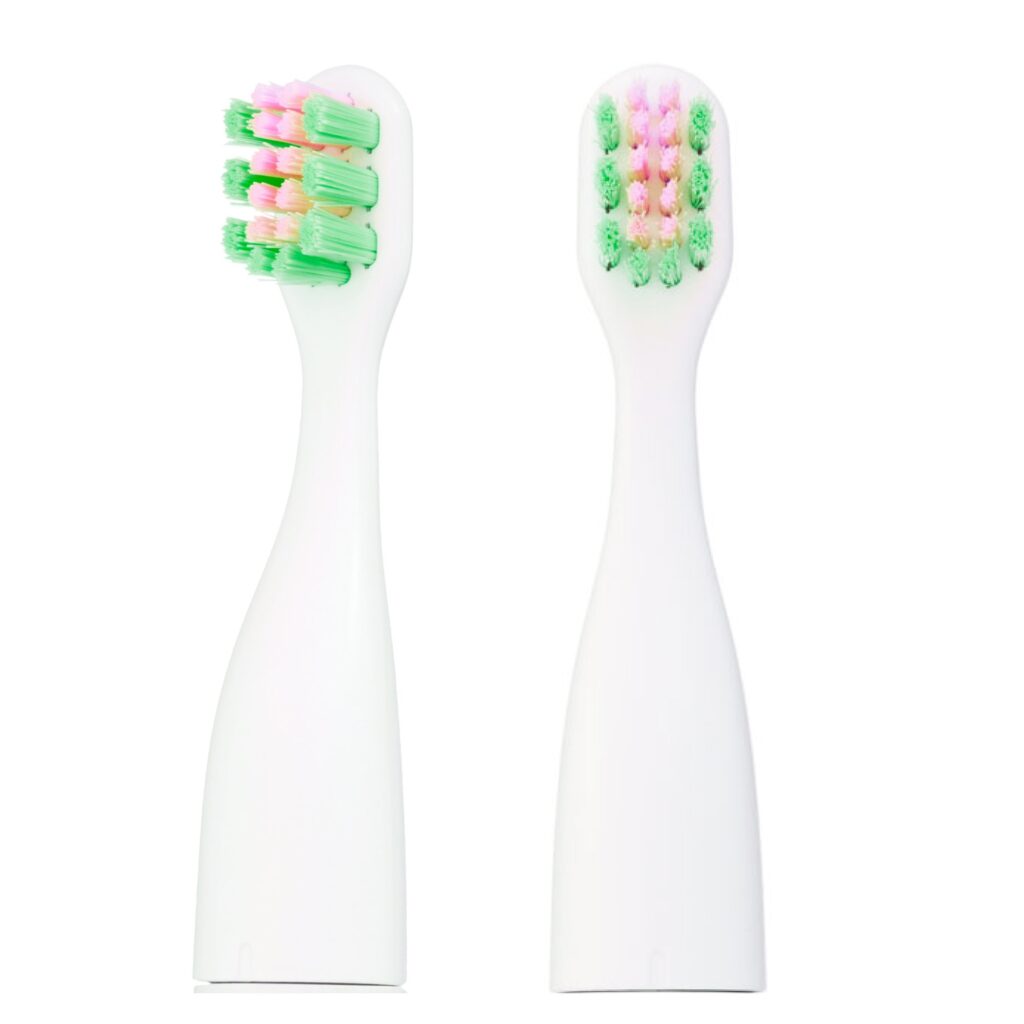 Antgaliai dantų šepetėliams VITAMMY Tooth Friends (žalia/rožinė) (2 vnt.)