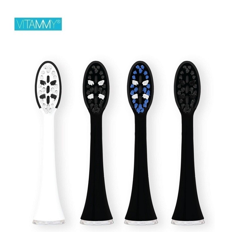 Antgaliai dantų šepetėliams VITAMMY Onyx, Pearl+ Noire, Aurum (4 vnt.)