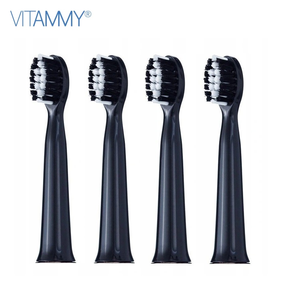 Antgaliai dantų šepetėliui VITAMMY Harmony (juodos sp.) (4 vnt.)