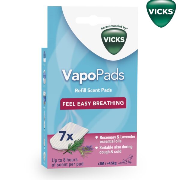 Aromatiniai lapeliai VICKS VapoPads rozmarino ir levandų kvapo (7vnt.)
