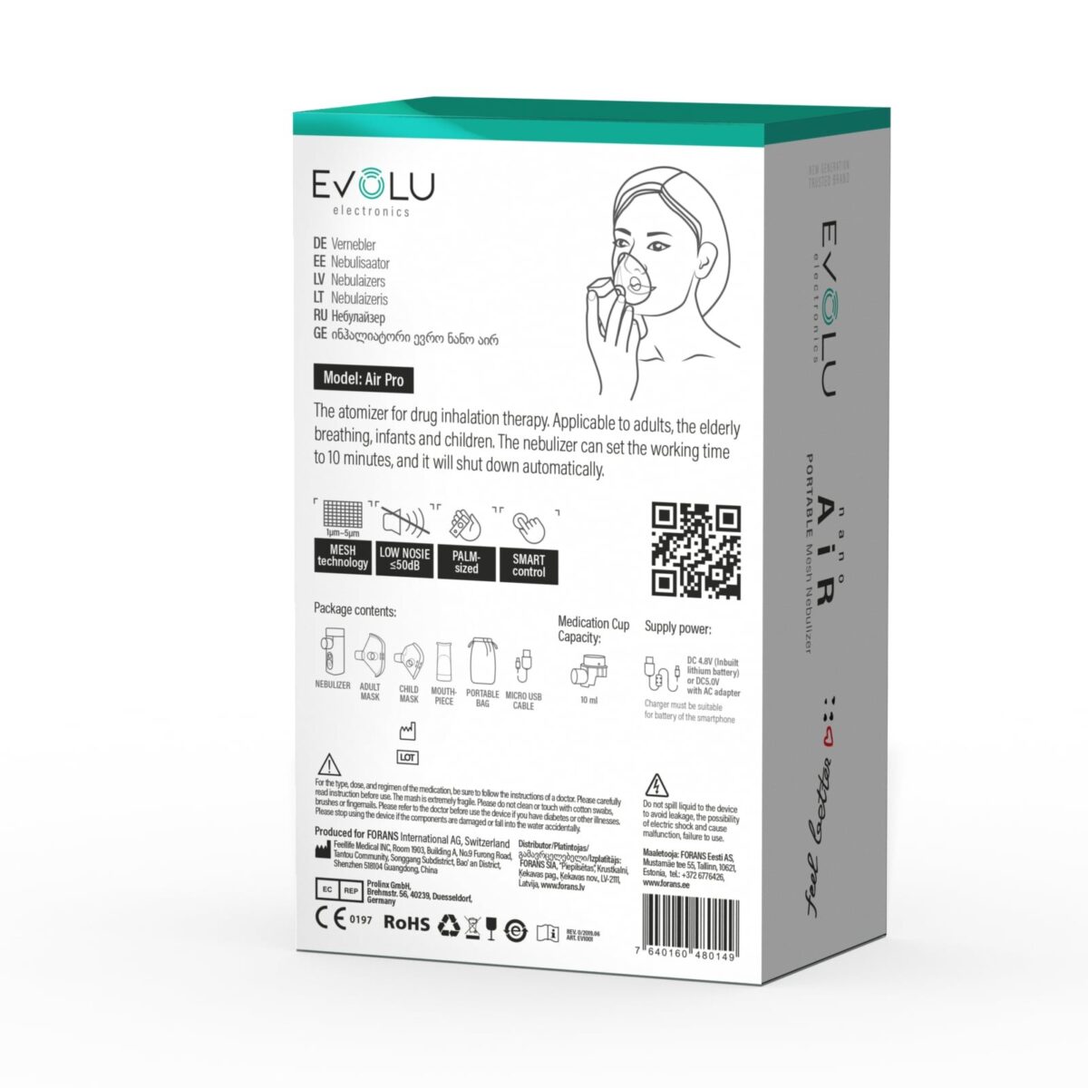 Nešiojamas tinklelinis inhaliatorius EVOLU NANO AIR-8