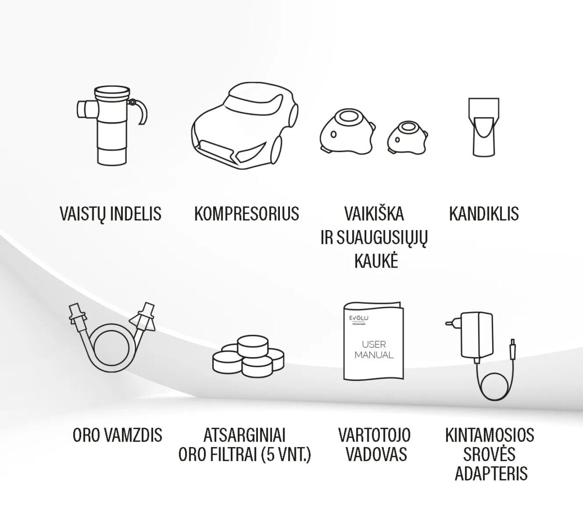 EVOLU kompresorinis inhaliatorius vaikams Super Car-8