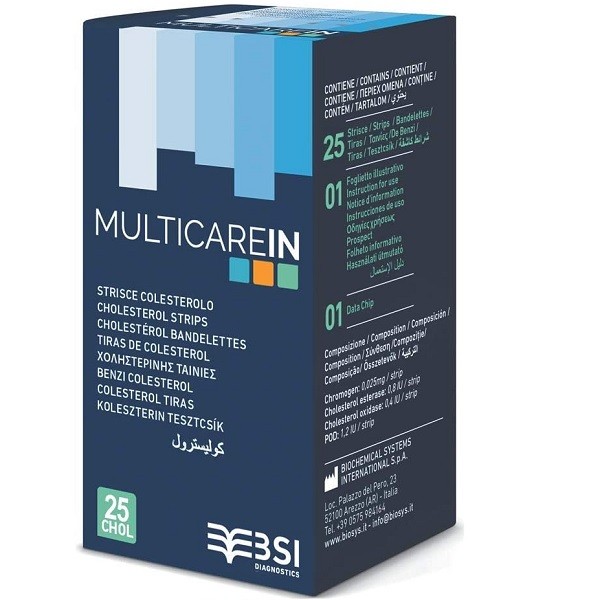 Cholesterolio kiekio kraujyje tyrimo juostelės multiCare-in N25 (25 vnt)