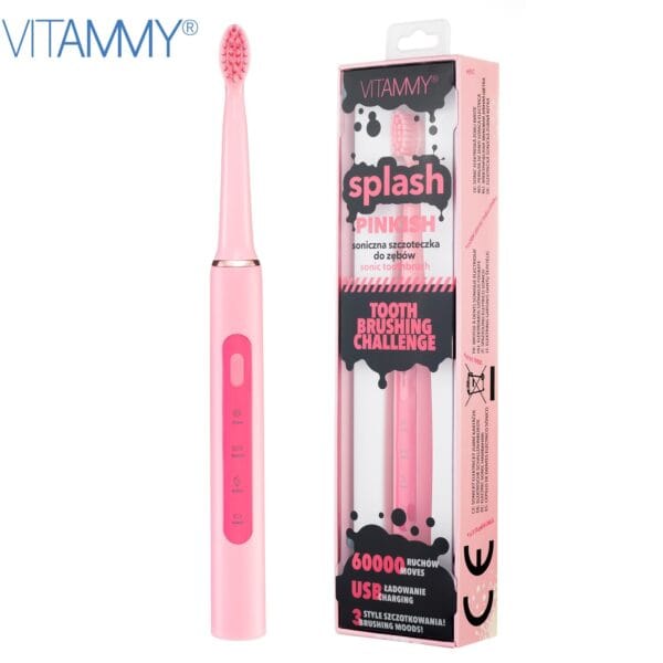 Elektrinis dantų šepetėlis vaikams (8+) VITAMMY SPLASH (rožinė)