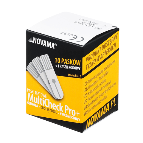 NOVAMA MULTICHECK PRO+ Cholesterolio testų juostelės, 10 vnt., tikslūs matavimai namuose